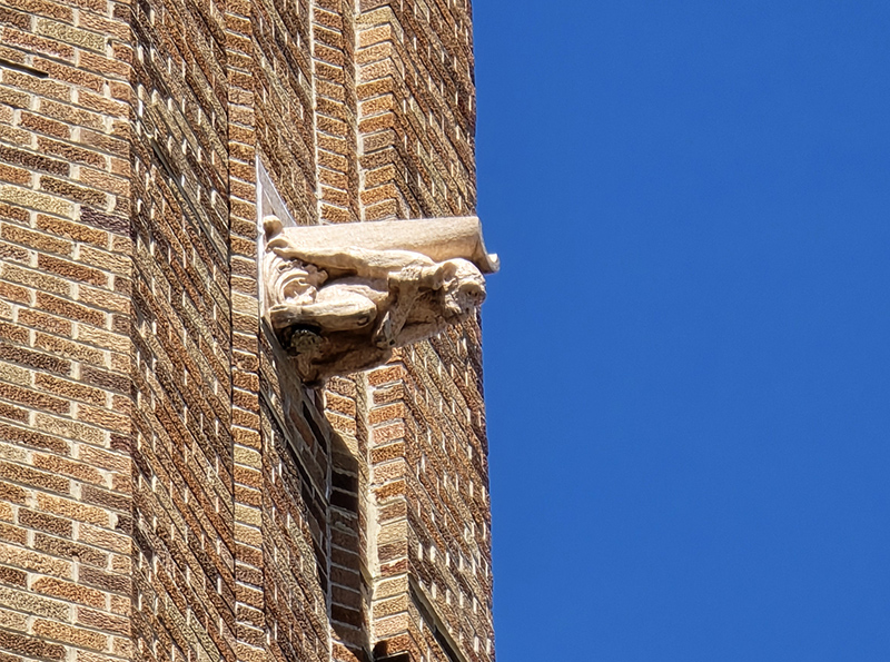 One of the gargoyles on the tower