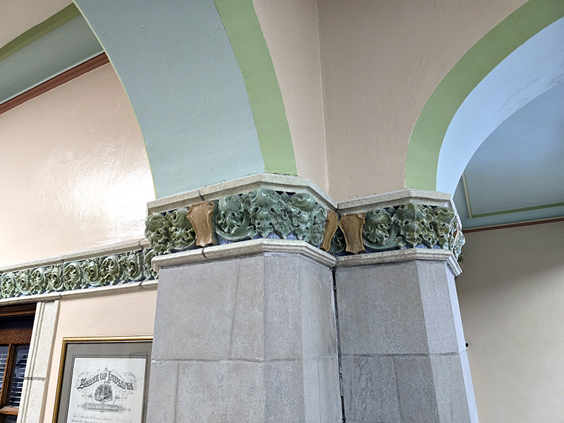 Decorative tiles inside the main building
