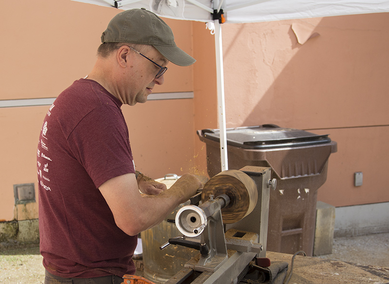 A wood turning demonstration